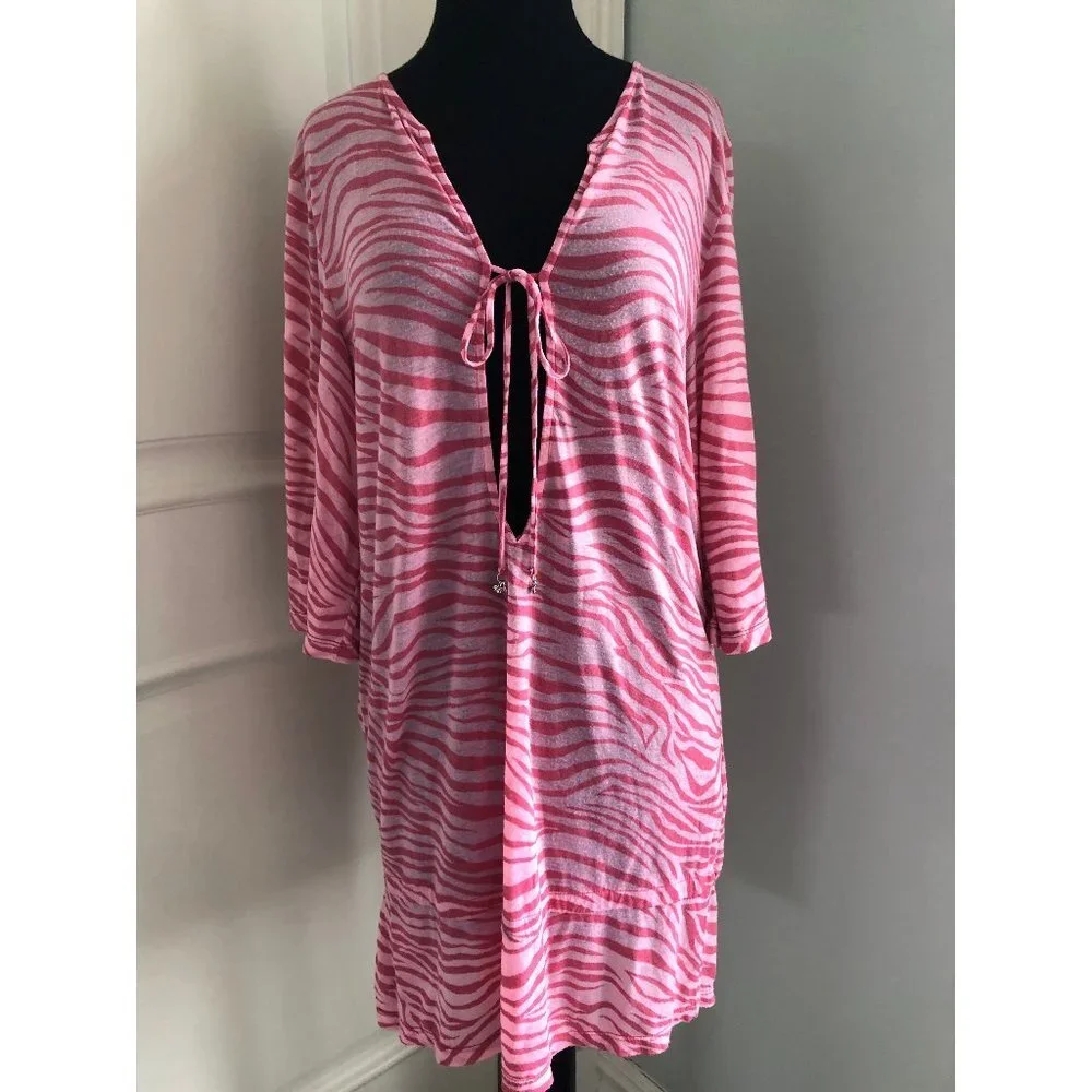 BEACH BUNNY PINK ZEBRA Soft Cotton Cover Up Sz S - Picture 1 of 6
